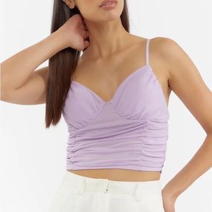 FOREVER 21 Lavender Ruched Bustier Mesh Cropped Cami NWT